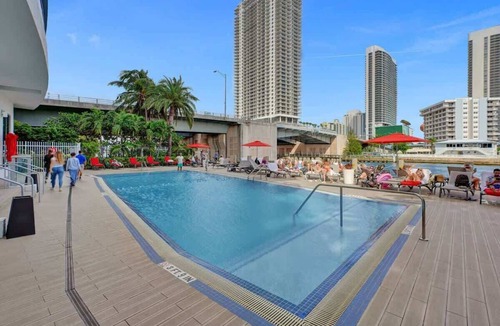 Hallandale Beach Apartment | Waterfront Studio in Resort Beach Pool Gym 2405