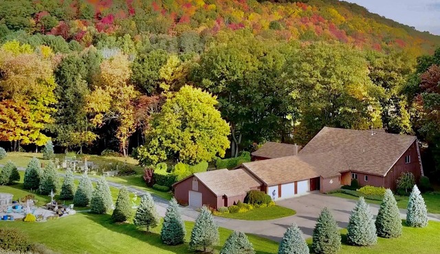 Finger Lakes sanctuary with hot tub, sauna, game room, grill, firepit, & views