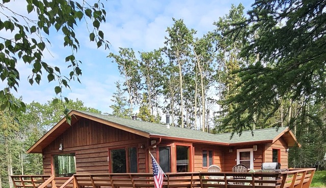 Home nestled in a private forest setting, mountain views, walk to Kenai Lake.