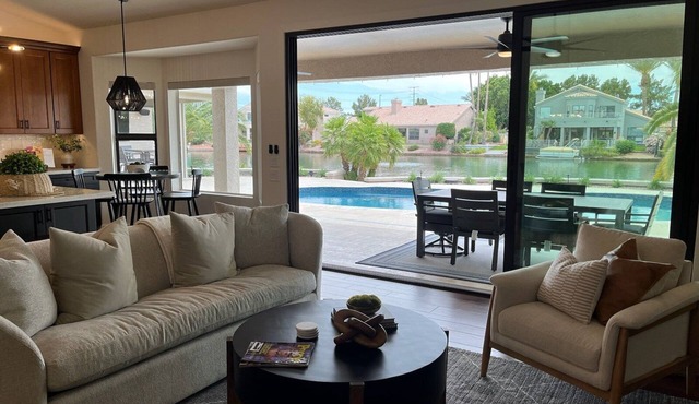 IMPRESSIVE Val Vista Lake front w/VIEW: Heated Pool, Patio TV, Fishing