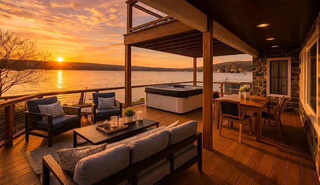 Lakefront Sunset Views w/Dock, Hot Tub & Firepit Near Watkins Glen