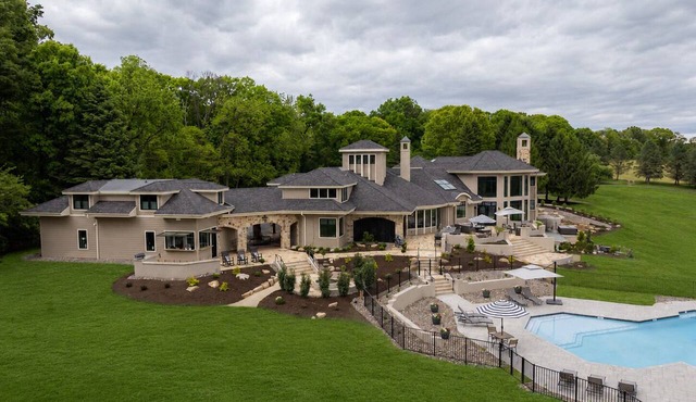 Overlook Retreat Manor is a luxury private estate on 100 scenic acres for up to 24 guests. Enjoy the pool, hot tub, game room, sports court, and breathtaking sunset views. The kind of place people talk about long after they leave.