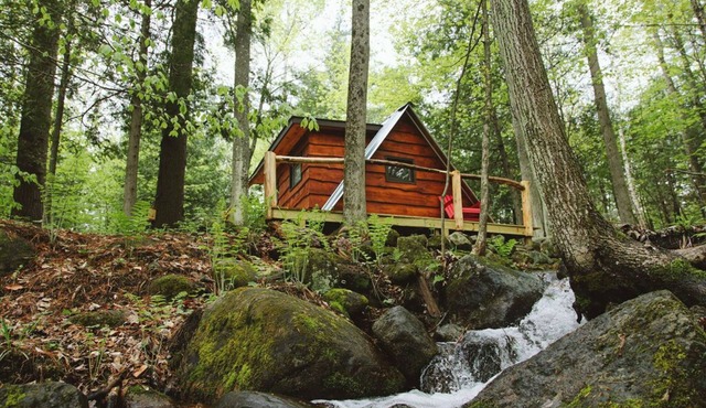 Whiteface Camp with Hot Tub, Private Creek and A-Frame